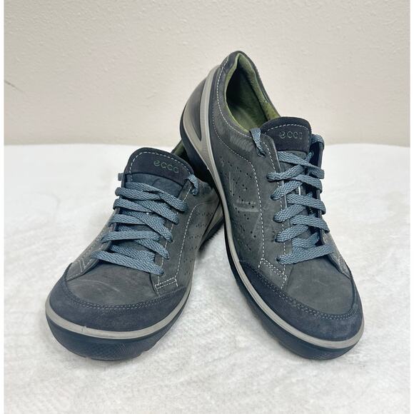 ECCO Men’s Soft 7 Nubuck Leather Sneakers – Gray Lace-Up Comfort Shoes - Picture 3 of 8